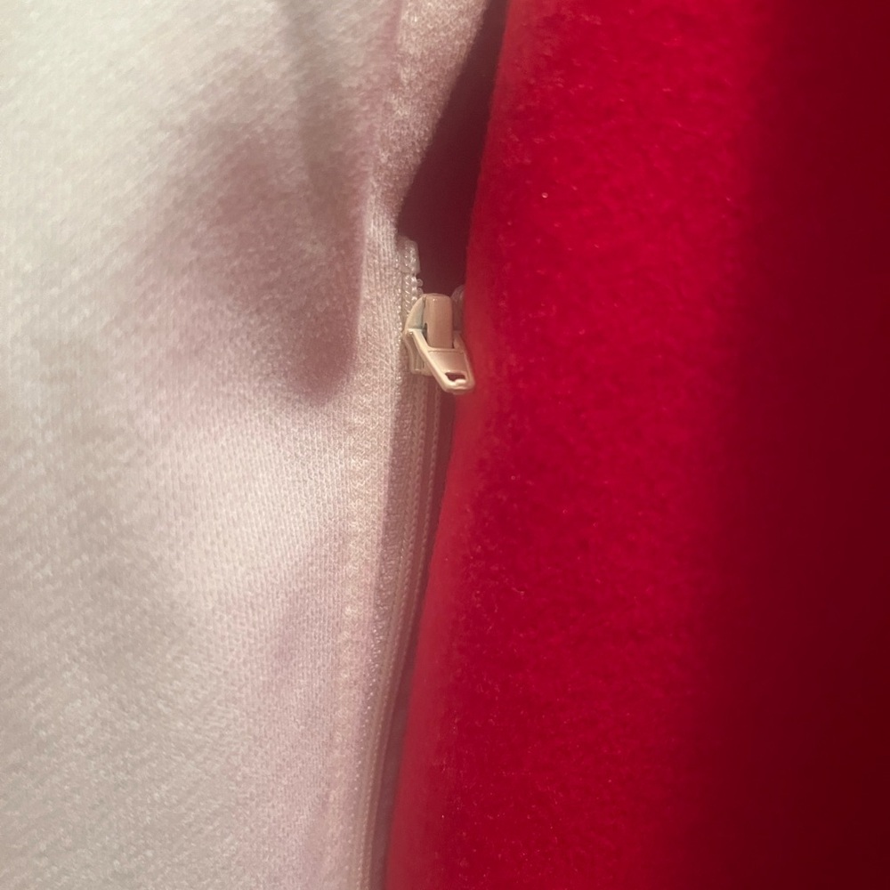 Red Double-Breasted Jacket with Cream Hood - Picture 5 of 6